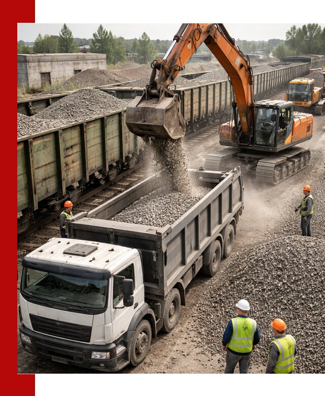 Железнодорожный щебень фракция 25–60 для поставок в Воскресенске