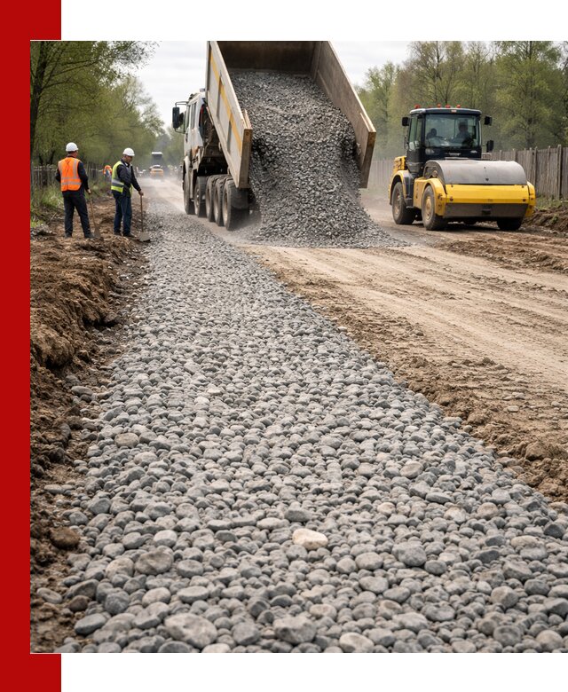 Доставка щебня для отсыпки дорог в Воскресенске высокого качества