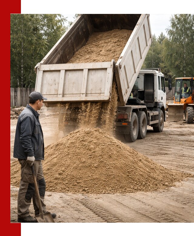 Доставка и продажа песка с разгрузкой в Воскресенске