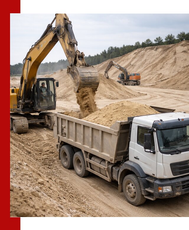 Доставка карьерного песка с самосвалами и разгрузкой в Воскресенске