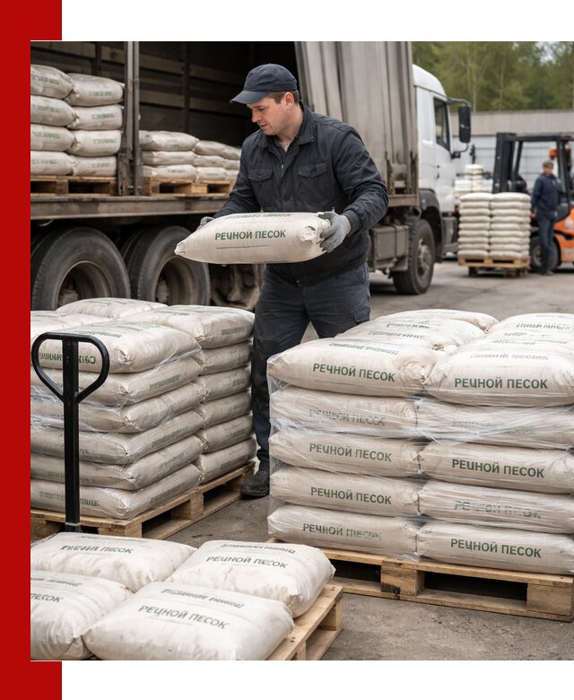 Речной песок в мешках с доставкой в Воскресенске