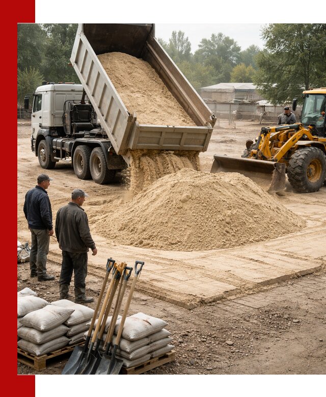 Доставка мытого песка в Воскресенске с самосвалами по выгодной цене