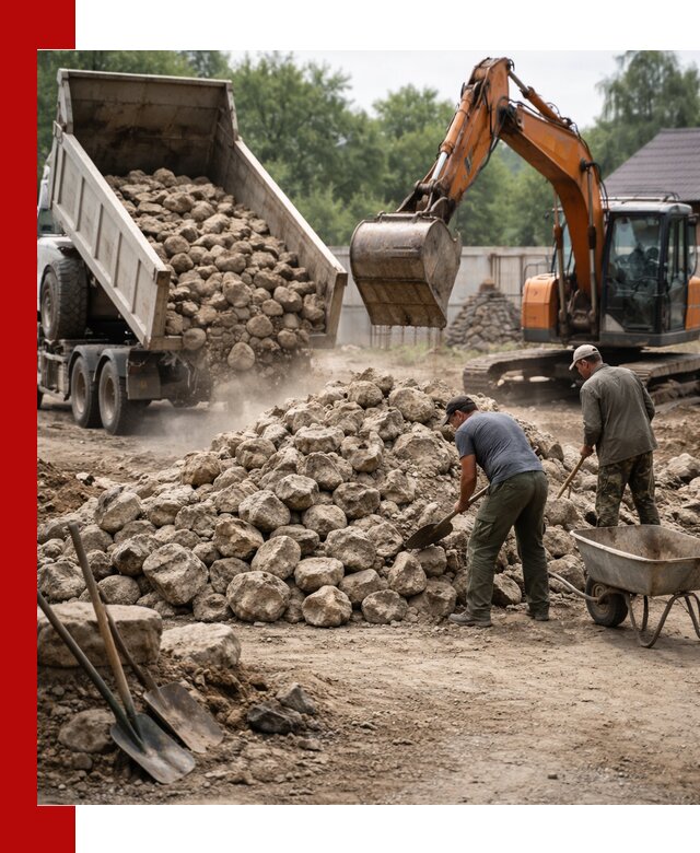 Доставка и разгрузка бутового камня в Воскресенске