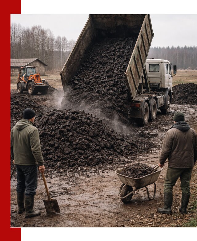 Доставка низинного торфа с разгрузкой и доставкой в Воскресенске