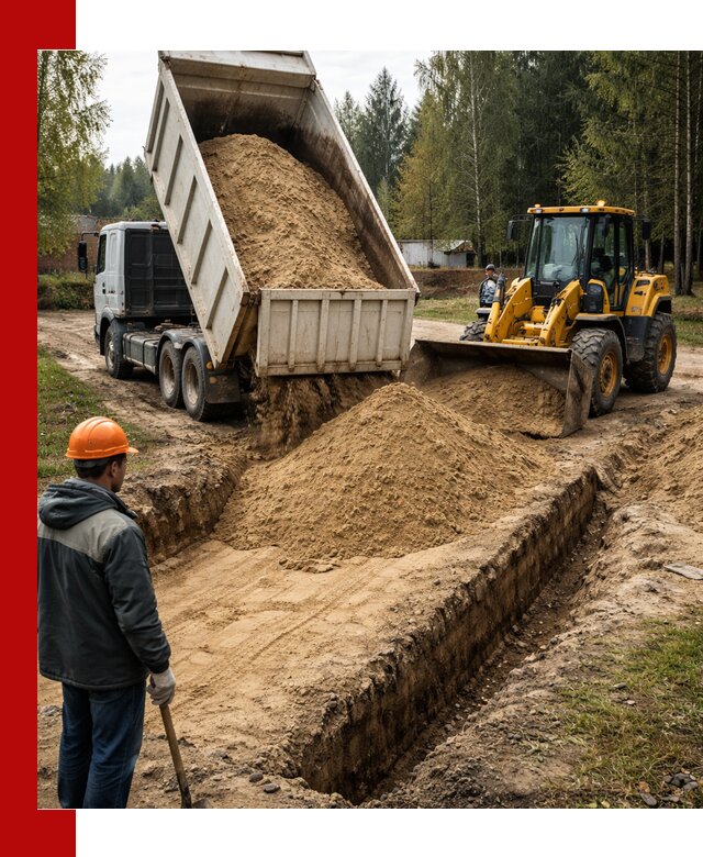 Доставка песчаного грунта в Воскресенске для строительных работ