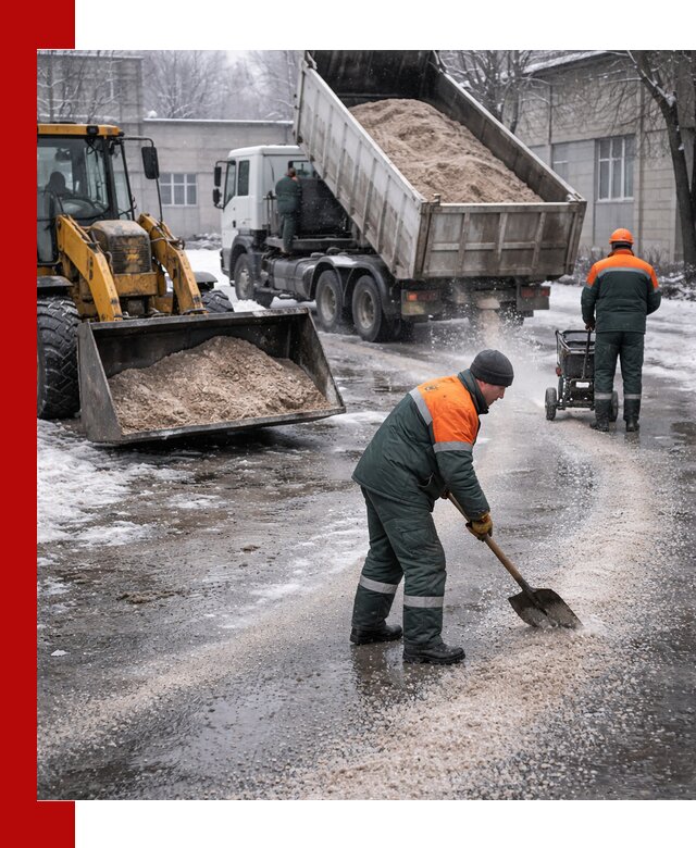 Реагент против гололеда с доставкой и нанесением в Воскресенске