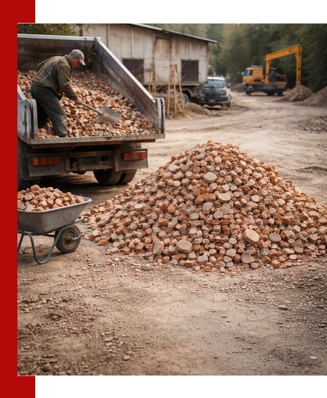 Доставка и подушка из боя кирпича с разгрузкой в Воскресенске
