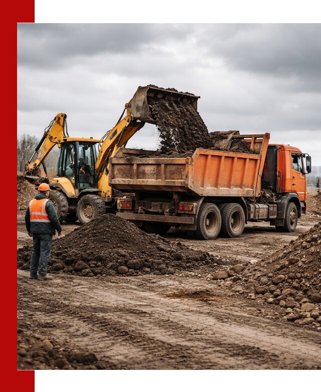 Вывоз грунта и строительного мусора в Воскресенске грузовыми самосвалами